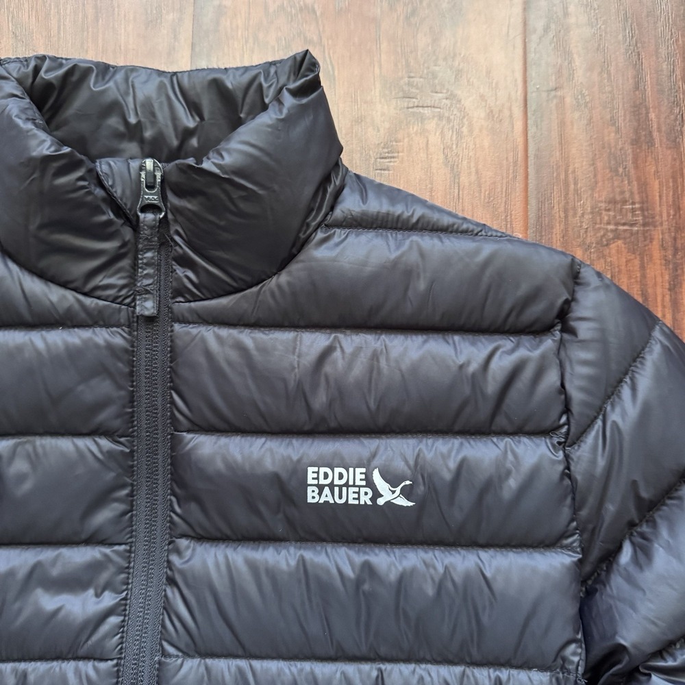 Eddie Bauer Kids CirrusLite 650 Down Puffer Jacket Black M 7/8 Packable Coat - Picture 4 of 16